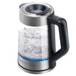 Fierbator electric cordless, Sticla si Inox 1.7l, putere 2200 W, cana gradata, iluminare colorata