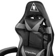 Scaun gaming, Negru/Gri, max 150 kg, 2 x perne, 5 roti, Spatar reglabil 145°, Inaltime reglabila sezut 42-52 cm