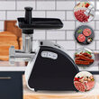 Masina de tocat carne cu accesorii carnati si Kebbe, 1600 W, Negru/Gri, 3 site, 2 kg/min