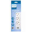 Prelungitor cu 3 prize Philips Shucko, comutator bipolar, lungime 2 m, 2 x USB, Alb