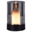 Lampa led cu acumulator, Sticla fumurie, efect flacara, USB-C, 2 W, 110 lm, lumina calda, 3000K, 2400 mAh
