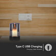 Lampa led cu acumulator, Sticla fumurie, efect flacara, USB-C, 2 W, 110 lm, lumina calda, 3000K, 2400 mAh