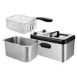 Friteuza inox 2200 W, capacitate 3.2 l, maner detasabil