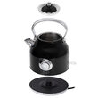 Fierbator electric cu termometru, 1.7 l, Inox, Negru, 2200 W, Retro design