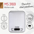 Cantar de bucatarie ultra subtire, Mesko Inox, Ecran LCD, 1g-5kg, Baterie 2 x AA