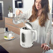 Fierbator electric cordless, Inox/Plastic, Capacitate 1.7 l, Alb, putere 2200 W, Indicator de temperatura, filtru anti-calcar