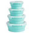 Set 4 caserole silicon rotunde, Teesa, depozitare, congelare, încălzire la cuptorul cu microunde