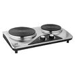Plita electrica portabila dubla 2500 W, Inox, 2 arzatoare, diametru ochiuri 18 si 20 cm