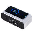 Radio FM cu ceas desteptator, Incarcator wireless, Bluetooth, AUX, USB, Alb, 5 W