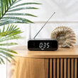 Radio FM cu ceas desteptator, Incarcator wireless, Bluetooth, AUX, USB, Negru, 5 W