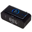 Radio FM cu ceas desteptator, Incarcator wireless, Bluetooth, AUX, USB, Negru, 5 W