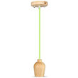 Pendul tavan, Lemn, cablu verde 1 m, fara bec, E27, 73 x 102 x 100 mm