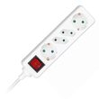 Prelungitor 4 prize 2xEURO  si 2xSchuko, Intrerupator, lungime 1.5 m, 16A, Alb