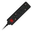 Prelungitor 4 prize 2xEURO  si 2xSchuko, Intrerupator, lungime 1.5 m, 16A, Negru