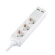 Prelungitor 3 prize Schuko, 2xUSB, 16A, lungime 5 m, Alb