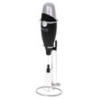 Mixer spuma lapte cu baterie, maner izolat termic, Inox, latte, ciocolata calda, cappuccino, frappe, 2x1.5V AA, Negru