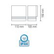 Aplica de exterior Gardenya-1, Inox, IP44, GU10, putere 35 W