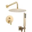 Set de dus, Montaj incastrat, Inox, Auriu, Diametru 25 cm, 530 x 245 x 145 mm