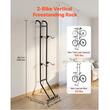 Suport de perete pentru 2 x biciclete, Vertical, Negru, Otel, fara gaurire perete, max 45 kg