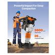 Mai compactor 6.5 CP, viteza 15 m/min, Forta de impact Forta de impact 1362 kg/m², Motor benzina 4 timpi