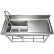 Chiuveta comerciala Inox, 1 x cuva pe stanga, Baterie inclusa, Protectie anti-stropire, capacitate cuva 430 x 330 x 220 mm, 5 Locasuri pentru ustensile
