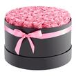 Cutie rotunda cu 50 trandafiri naturali conservati Forever Flowers, Roz dulce, 279 x 279 x 165 mm