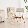 Set 4 scaune pliabile, Lemn natural, Tapitate, Burete, Maro deschis/Bej, max 180 kg, dimensiuni extins 575 x 480 x 800 mm