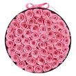 Cutie rotunda cu 50 trandafiri naturali conservati Forever Flowers, Roz dulce, 279 x 279 x 165 mm
