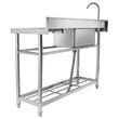 Chiuveta comerciala Inox, 1 x cuva pe stanga, Baterie inclusa, Protectie anti-stropire, capacitate cuva 430 x 330 x 220 mm, 5 Locasuri pentru ustensile