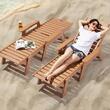 Sezlong cu spatar reglabil, Suport pahar, Maro, 1850 x 725 x 930 mm, material HDPE, WaterProof