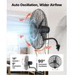 Ventilator oscilant de perete, Functie pulverizare, IP44, Industrial, diametru 760 mm, Metal, 115 W, 3 viteze