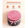 Cutie rotunda cu 50 trandafiri naturali conservati Forever Flowers, Roz dulce, 279 x 279 x 165 mm