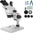 Microscop stereo trinocular pivotant, Profesional, Zoom 3.5-90x, rotativ la 360 de grade, inclinat la 45 de grade