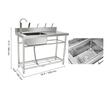 Chiuveta comerciala Inox, 1 x cuva pe stanga, Baterie inclusa, Protectie anti-stropire, capacitate cuva 430 x 330 x 220 mm, 5 Locasuri pentru ustensile