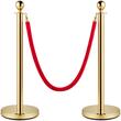 Set 4 stalpi delimitare, Franghie rosie, Inox, Auriu, Inaltime 96 cm