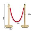 Set 4 stalpi delimitare, Franghie rosie, Inox, Auriu, Inaltime 96 cm