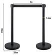 Set 4 stalpi delimitare, Banda retractabila in 4 directii, Inox, Negru, Inaltime 90 cm, Heavy Duty