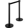 Set 4 stalpi delimitare, Banda retractabila in 4 directii, Inox, Negru, Inaltime 90 cm, Heavy Duty