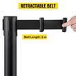 Set 4 stalpi delimitare, Banda retractabila in 4 directii, Inox, Negru, Inaltime 90 cm, Heavy Duty