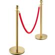 Set 4 stalpi delimitare, Franghie rosie 1.5 m, Inox, Auriu, Inaltime 96 cm, Heavy Duty