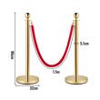 Set 4 stalpi delimitare, Franghie rosie 1.5 m, Inox, Auriu, Inaltime 96 cm, Heavy Duty