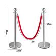 Set 4 stalpi delimitare, Franghie rosie catifea 1.5 m, Inox, Argintiu, Inaltime 96 cm, Heavy Duty