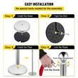 Set 8 stalpi delimitare, Franghie rosie catifea 1.5 m, Inox, Argintiu, Inaltime 90 cm, Heavy Duty