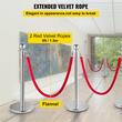 Set 4 stalpi delimitare, Franghie rosie catifea 1.5 m, Inox, Argintiu, Inaltime 96 cm, Heavy Duty