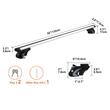 Set 2 bare transversale portbagaj, Aluminiu, 2 x chei antifurt, pentru bare longitudinale, max 90 kg, 132 cm