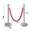 Set 8 stalpi delimitare, Franghie rosie catifea 1.5 m, Inox, Argintiu, Inaltime 90 cm, Heavy Duty