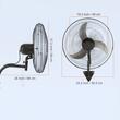 Ventilator oscilant de perete, Industrial, diametru 490 mm, Metal, IP44, 70 W, Metal, 3 viteze