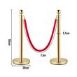 Set 6 stalpi delimitare, Franghie rosie catifea 1.5 m, Inox, Auriu, Inaltime 95 cm, Heavy Duty