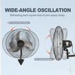 Ventilator oscilant de perete, Industrial, diametru 490 mm, Metal, IP44, 70 W, Metal, 3 viteze