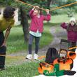 Set Slackline 18.3m x 50 mm, 7 piese, banda antrenament echilibru, ancorare pe copaci, Capacitate 227 kg